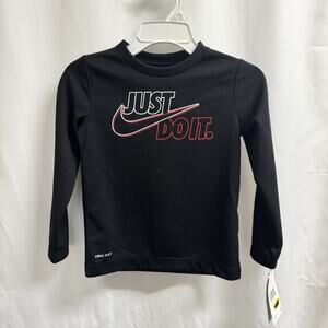 Nike Dri-Fit Crew Neck Long Sleeve Shirt Just Do It Boy's Size 4T Black